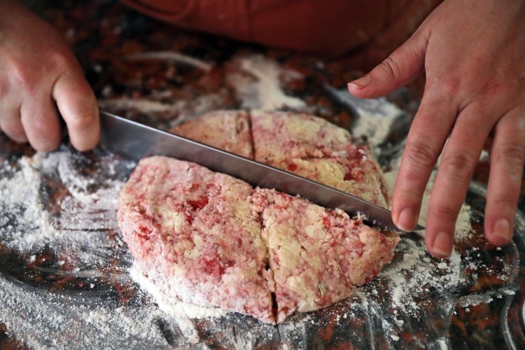 After you've patted the dough into a disk, cut it into eight triangular-shaped scones.