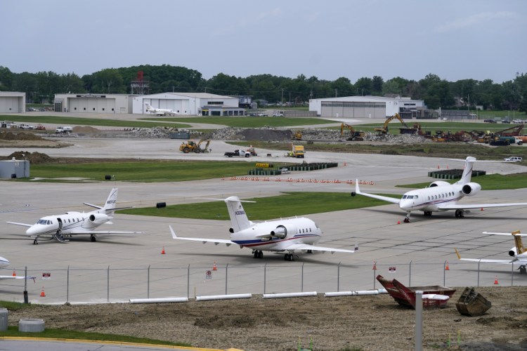 Planes sit on the tarmac at the Des Moines International Airport on June 13 in Iowa. 