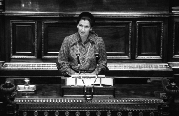 French Health Minister Simone Veil speaks about abortion law at the French National Assembly on Dec. 13, 1974, in Paris. Abortion was decriminalized under a 1975 law named for Veil, a prominent legislator, former health minister and key feminist figure who championed it.