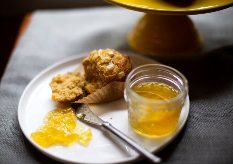 Use corn every which way (cornmeal, corn kernels and corn jelly) with these Double Corn Muffins with Corncob Jelly.