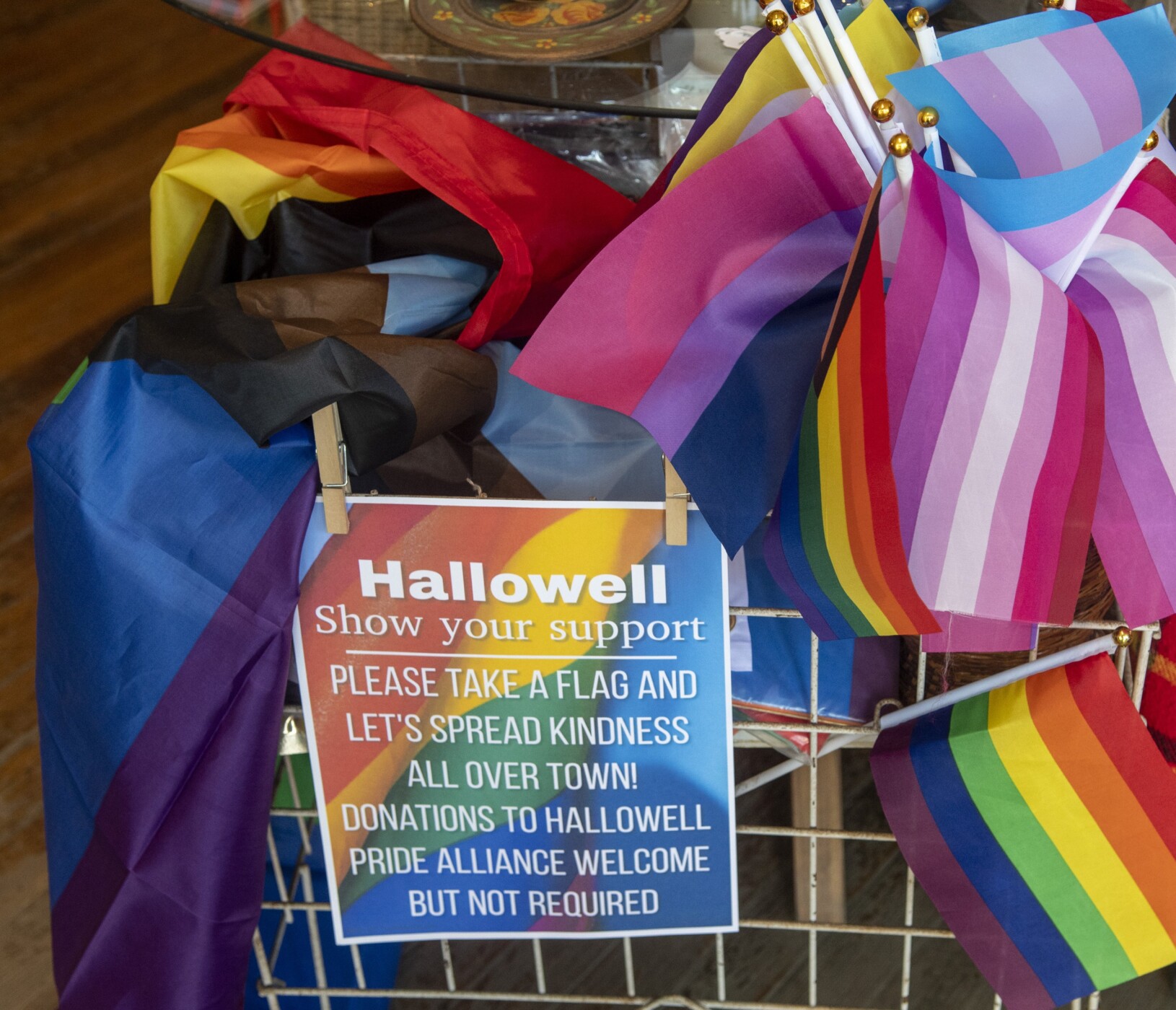 EqualityMaine donates 100 Pride flags to Hallowell in effort to rally  support for LGBTQ community after recent thefts