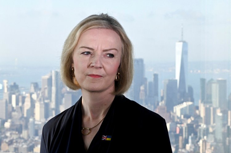 British Prime Minister Liz Truss speaks to the media at the Empire State building in New Yor City on Tuesday during her first visit to the United States. She will meet with President Biden on Wednesday and said her priority is “making sure that we are able to collectively deal (with) Russian aggression.”