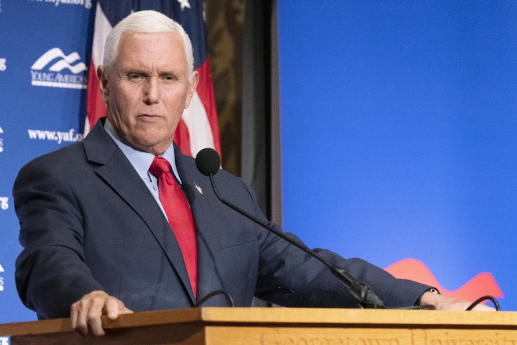 Former Vice President Mike Pence speaks at Georgetown University in Washington on Oct. 19. In his new memoir "So Help Me God," he writes that when then-President Donald Trump first suggested holding a rally in Washington on Jan. 6, 2021, he thought it was a good idea.