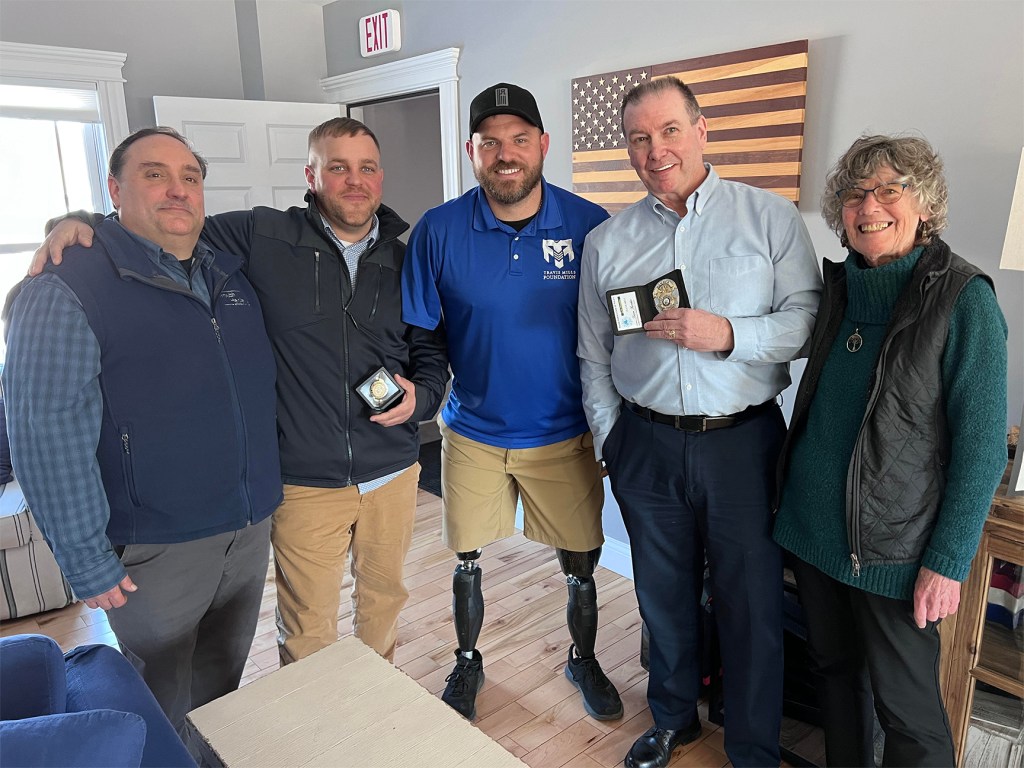 Maine Association of Police honor Travis Mills, wife Kelsey, visit retreat
