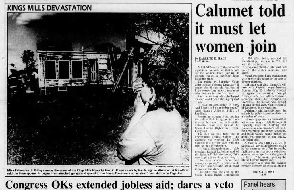 Aug. 3, 1991 Le Club Calumet in Augusta told it ‘must’ let women join