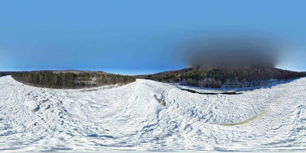 drone shot of ice jam
