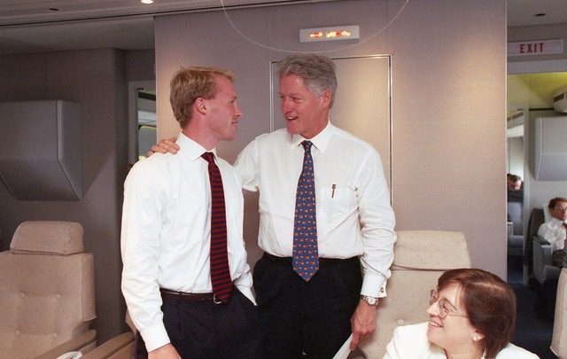 Angus King III is pictured standing and talking with then-President Bill Clinton along with Elena Kagan, who would become a Supreme Court justice, in this undated photo from the 1990s.
